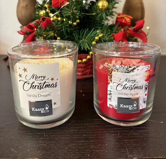 set 2 Geurkaarsen midi kerstgeur winter/apple & kerstgeur vanille dream