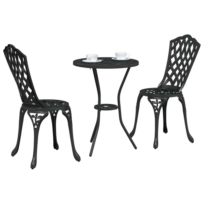 vidaXL - Tuin - Bistro - Set - 3 - st - Zwart - Aluminium