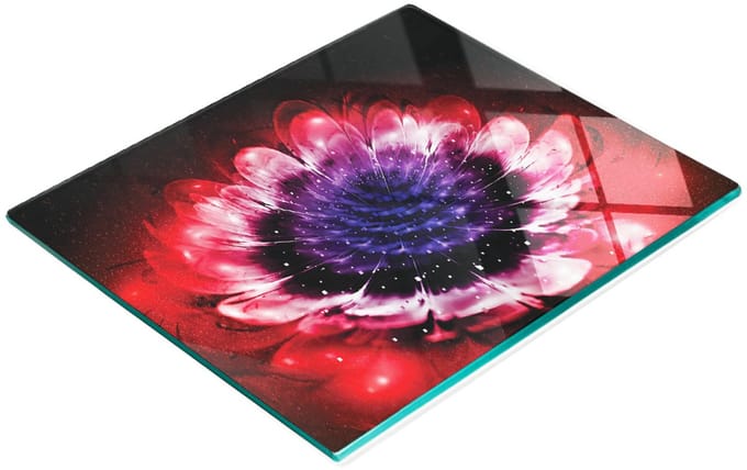 Glazen serveerplank met abstracte bloemenprint, 60x52 cm