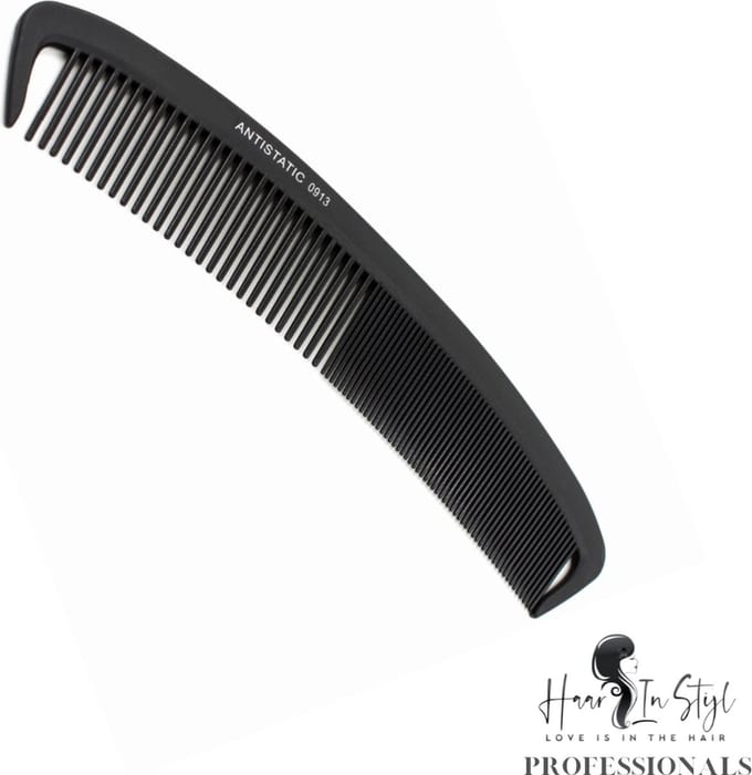 Haar in Stijl® | Kam 0913 | Carbon Antistatische Dikke Gebogen kam