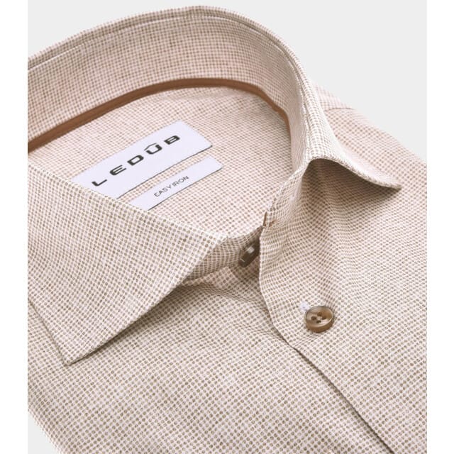 Ledûb Overhemd Pure Cotton Fine Dot Sophistication Midden Bruin / male