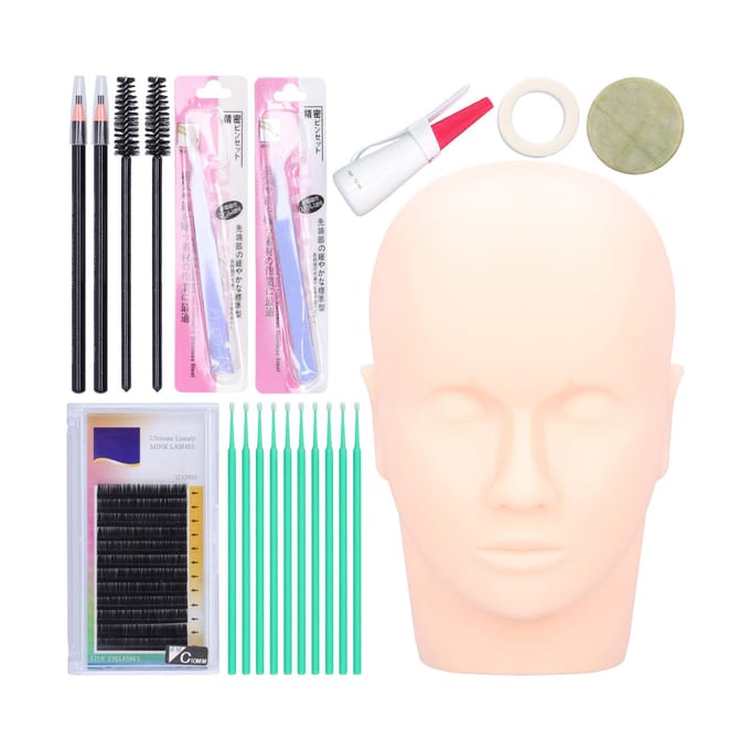 Valse wimperverlenging trainingsset Mannequin hoofd enten wimpers oefengereedschapset pink