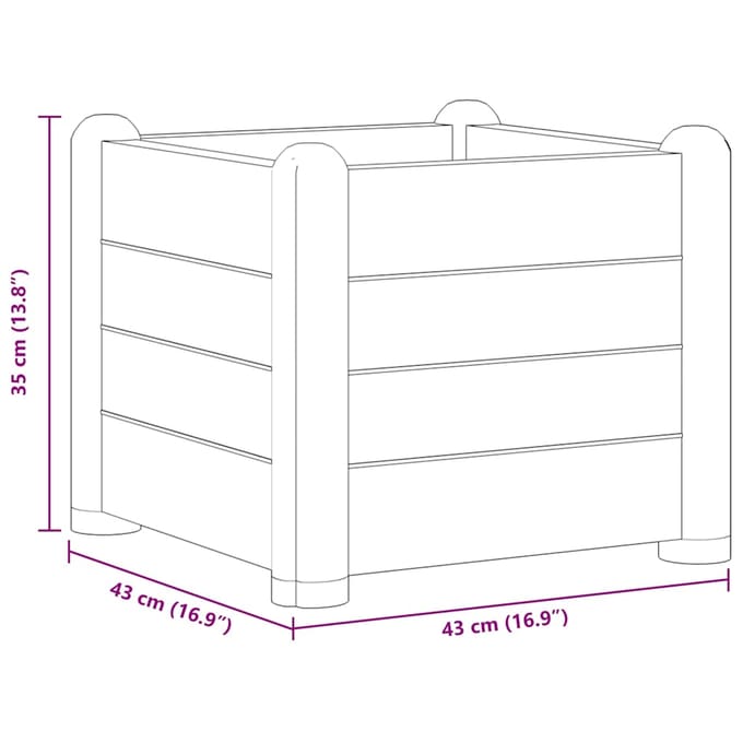 vidaXL - Plantenbak - verhoogd - 43x43x35 - cm - PP - steengrijs