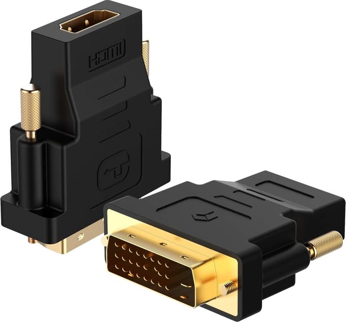 iFoulki DVI naar HDMI Adapter, 1080P Full HD, Zwart, 2 Stuks