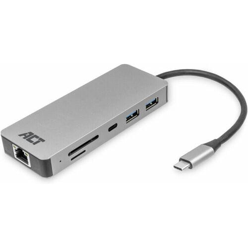 ACT USB-C 4K docking station voor 1 HDMI monitor, ethernet, USB-C, USB-A, cardreader en PD pass-through AC7092