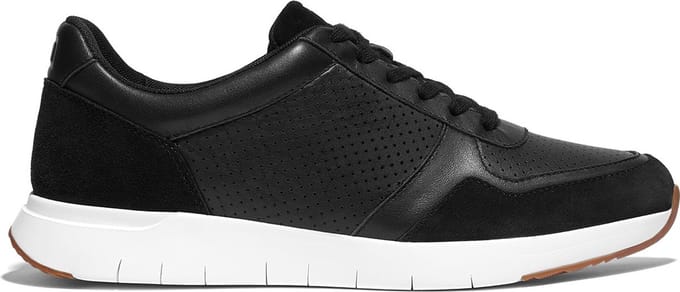 FitFlop F-Mode Suede/Leren Sneakers ZWART - Maat 37