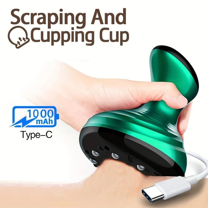 Elektrische Cupping Set Schrapende Massage Tool met 9 Niveaus Temperatuur & Sterkte USB Oplaadbare Gua Sha Massager groen