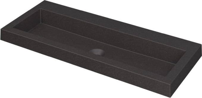 INK Dock wastafel quartz zonder kraangat 100x6x40cm, quartz zwart