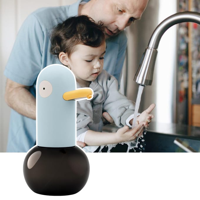 400 ml eendvormige automatische schuimzeepdispenser Touchless schuimende zeepdispenser USB oplaadbaar blauw