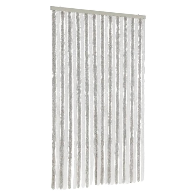 vidaXL - Vliegengordijn - 100x220 - cm - chenille - lichtgrijs - en - wit