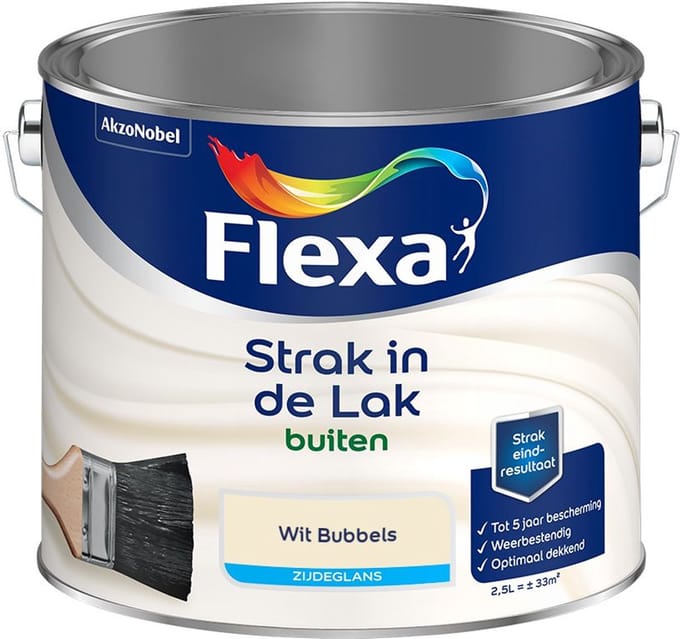 Flexa - Strak In De Lak Buitenlak Zijdeglans - Wit Bubbels - Mengverf - 2,5 L
