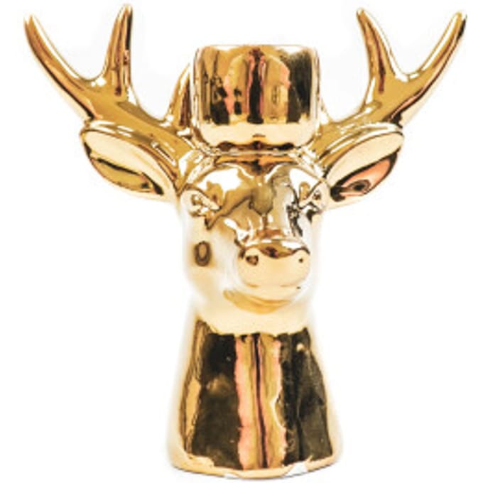 House Vitamin Candle holder reindeer ceramic gold 16x9x16,5cm