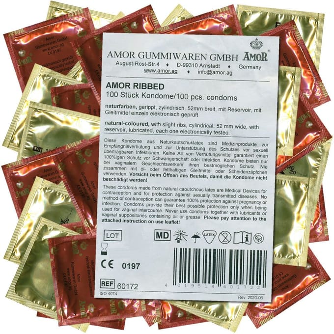 AMOR Premium Geribbeld-Genopt, Transparant, Ø 54 mm, 100 stuks