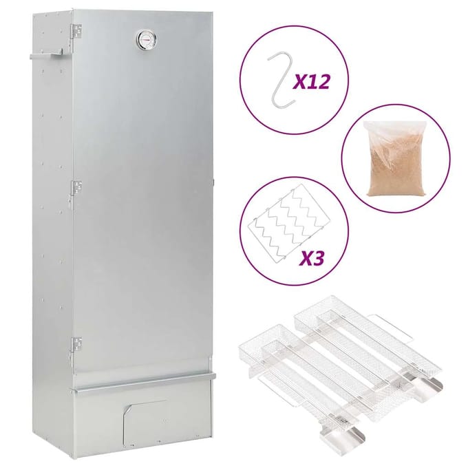 vidaXL BBQ-rookoven met koude rookgenerator gegalvaniseerd staal