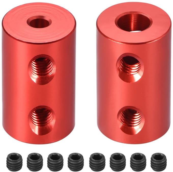 Dailygoods- Stijve Koppeling Aluminium Legering - Aansluiting Motor - 3D-Printer - Model Boten - 5 mm Boring - 2 Stuks - As Koppeling