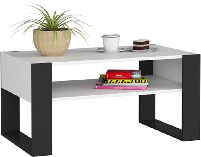 Houten salontafel met legplank – 92 x 45 x 53 cm, Modern & Minimalistisch Design