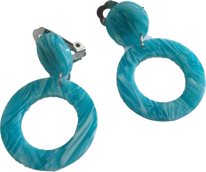 Petra's Sieradenwereld - Clipoorbel hanger turquoise bewerkt (343)