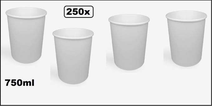 250x Soep beker groot karton 750ml wit Soep salade beker festival warme dranken maaltijd carnaval