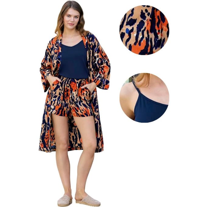 Dames Set Van Viscose Badjas Short En Top Op Brede Bandjes Los Xl