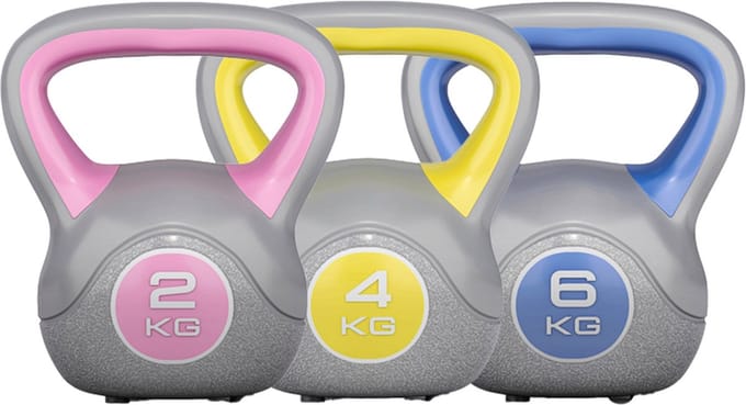 Gorilla Sports Kettlebells - Kunststof Trendy - 2, 4 & 6 kg - Set van 3