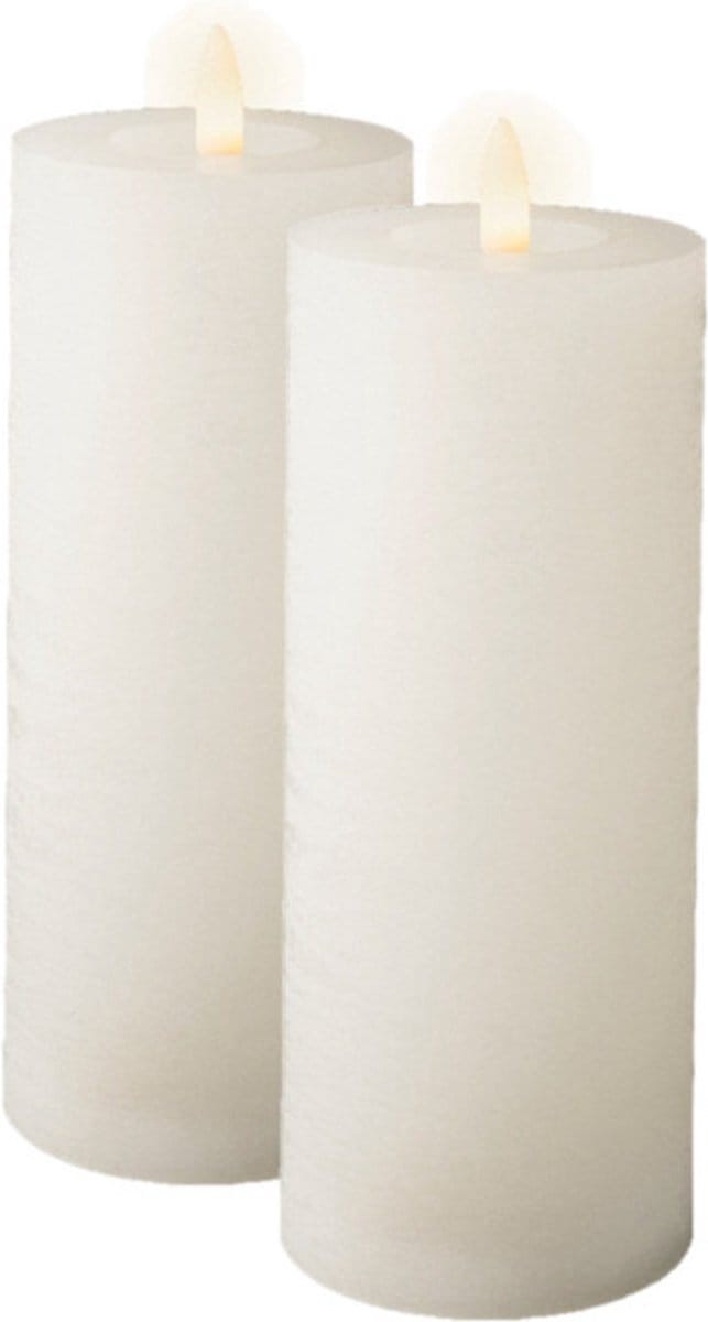 Lumineo LED kaars/stompkaars - 2x st - wit - D7 x H19 cm - met timer - voor binnen