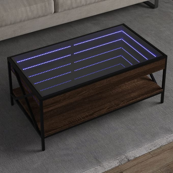 vidaXL - Salontafel - met - Infinity - LED - 90x50x38 - cm - bruin - eikenkleurig