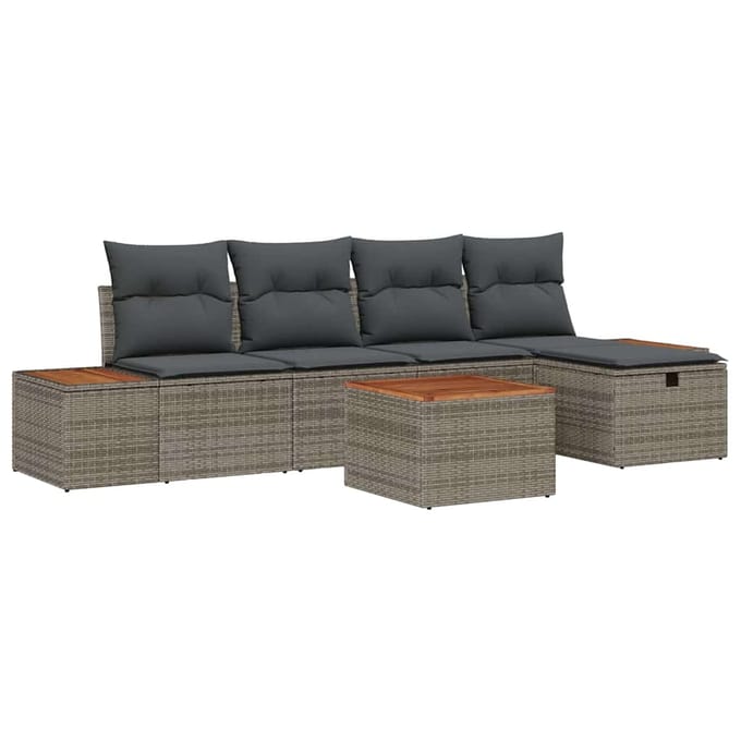 vidaXL - Tuinbank - Set - 6 - st - Grijs - poly - rattan