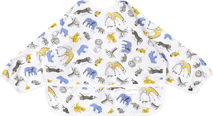 Baby Slab met Mouwen 0-2 Jaar – Waterdicht Slabbetje met Opvangvak – Safari Dieren – Eetslab