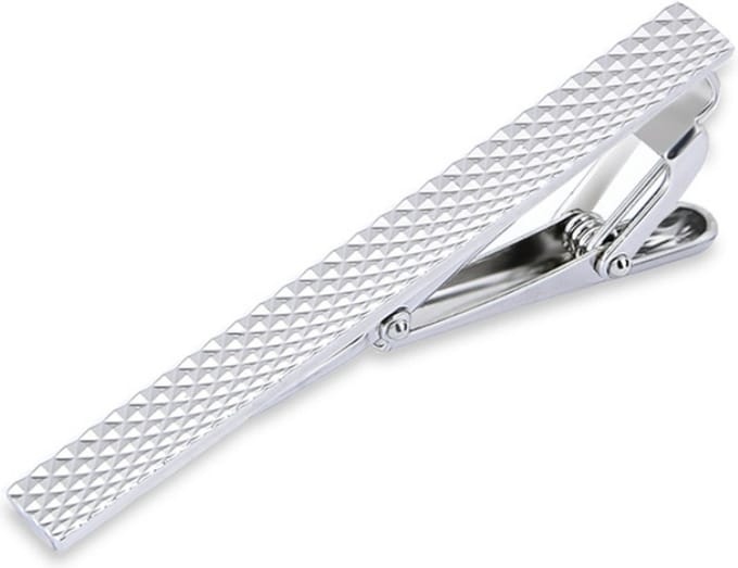 Dasspeld - Stropdas Clip - Shiny Tie Clip - Zilver - Geruit