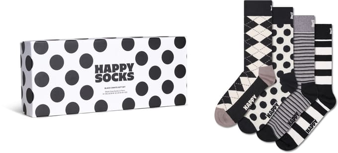 Happy Socks unisex giftbox 4P sokken black and white multi II
