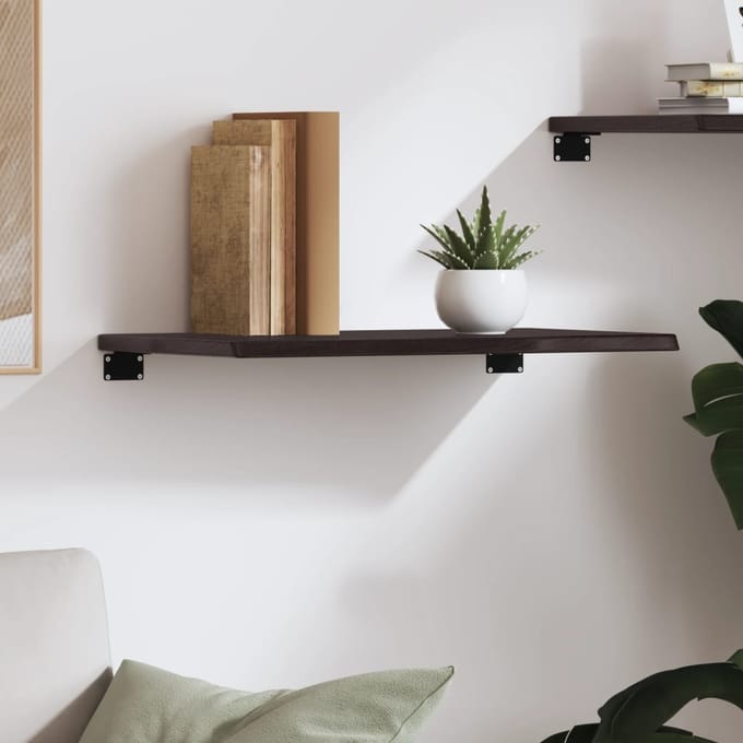 vidaXL - Wandschap - 60x30x2 - cm - behandeld - massief - eikenhout - donkerbruin