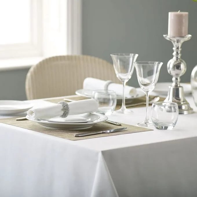 Tafelkleed Wit Damast – 150x400 cm – Katoen - Jacquard geweven - Luxe Tafelkleed