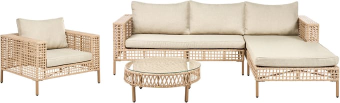 CALASETTA - Loungeset 4-zits - Beige - Linkszijdig - PE rotan