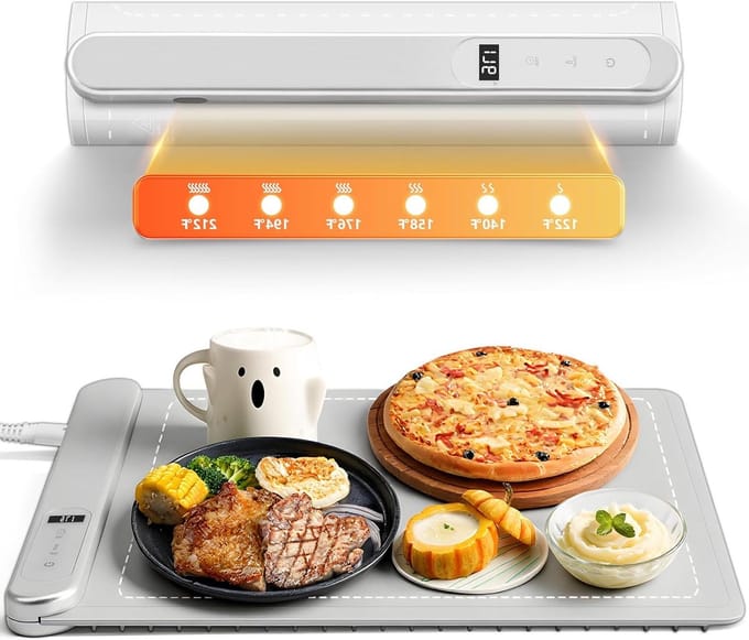 Voedselverwarmingsmat - Verwarmingsbak - Voedsel Warm Houden - Automatische Uitschakeltimer - Groot - Grijs