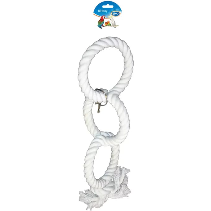 Duvoplus - Hangspeelgoed - Vogels - Papegaaispeeltje Met 3 Ringen 43cm Wit - 1st