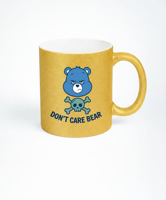 Don't Care Bear Glitter Mok - Gouden Glitter Care Bear Mok