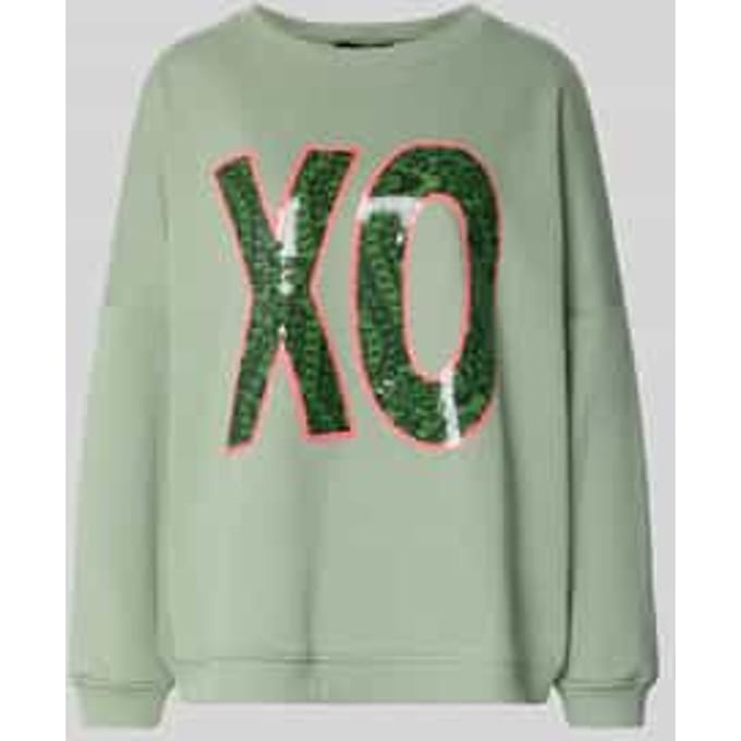 Relaxed Fit sweatshirt met paillettenversiering model 'XO'