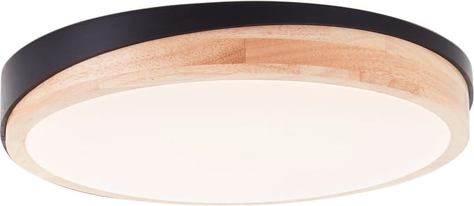 Brilliant Baarlo - Plafondlamp - Ø 35 cm - LED 24W - 3000K - Dimbaar - Zwart/Hout