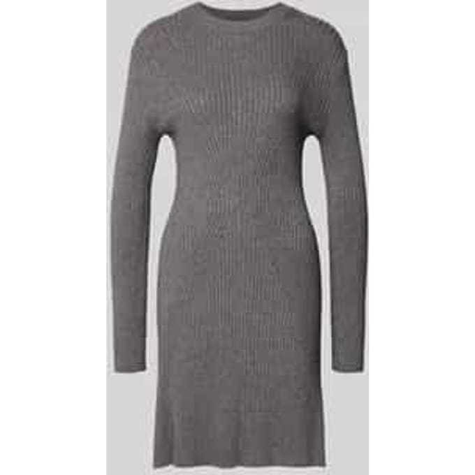 Tom Tailor Denim - Getailleerde mini-jurk van geribbelde tricot - Maat M - Stormy Gray Melange