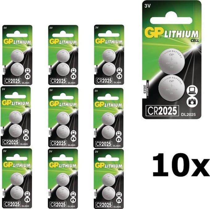 20 Stuks (10 Blisters a 2St) - GP CR2025 3v lithium knoopcel batterij