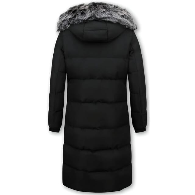 Puffer Jacket Dames Lang met Capuchon - Zwart