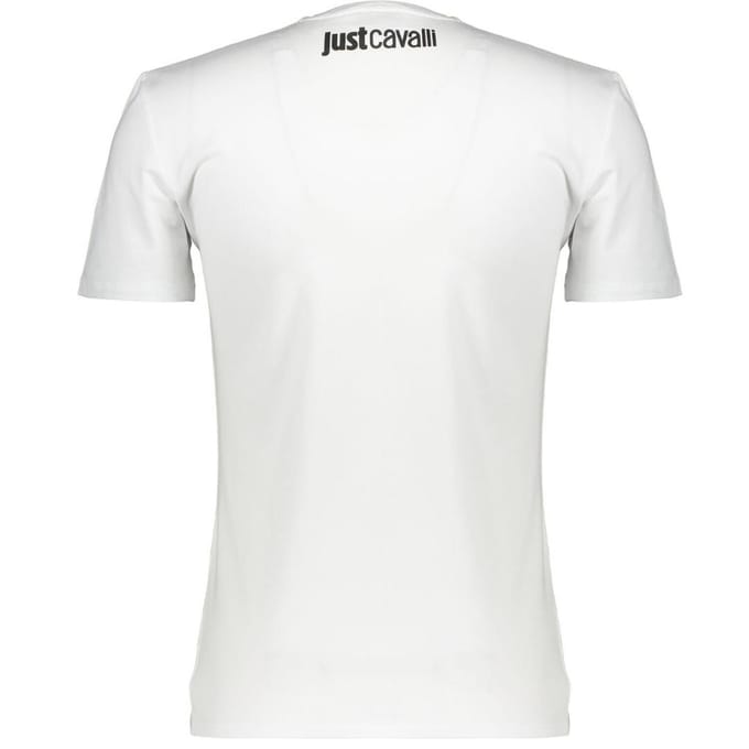 Just Cavalli wit T-shirt met omwikkeld logo met slangenprint