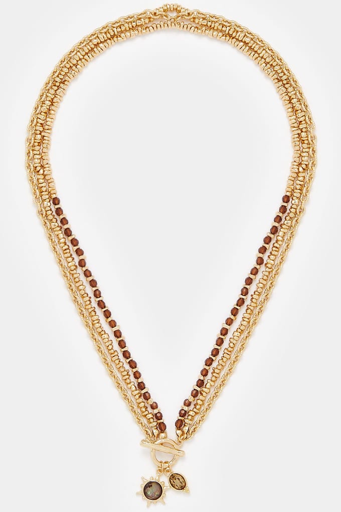 Yours Goudkleurige Ketting Met Kralen En Hangersize One Size