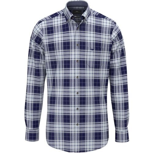 Fynch-Hatton Overhemd Flannel Check Button-Down Navy / male