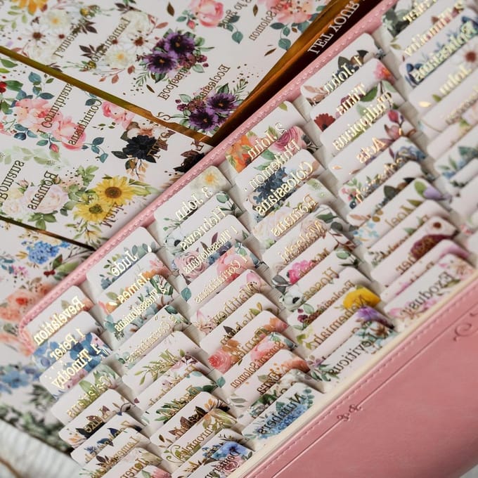 Bijbel Tabs - Bijbel Index Tabs - Bijbel Studeren - Goudfolie Letters - 80 Stuks - Beige