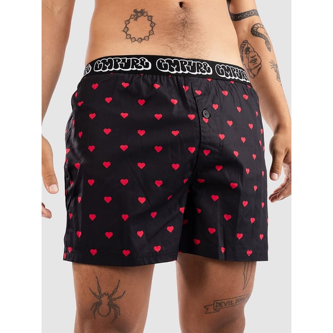 Empyre Red Hearts Loose Boxershorts zwart