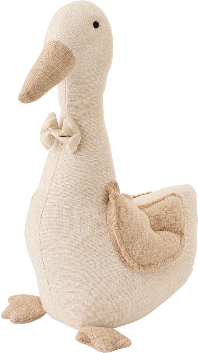 J-Line deurstopper Eend + Vlinderstrik - polyester - beige