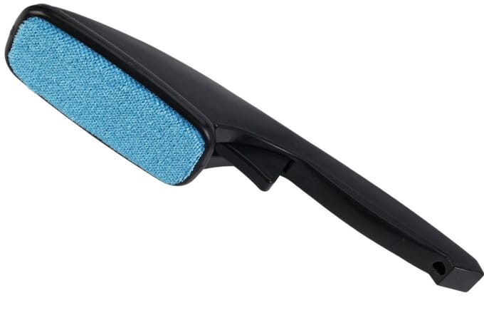 Kledingborstel - zwart/blauw - 26 cm - ontpluizer - pluizenverwijderaar - inklapbaar