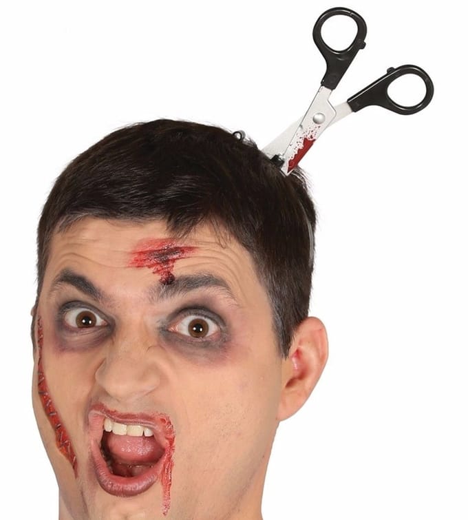 Halloween - Bebloede schaar in het hoofd diadeem