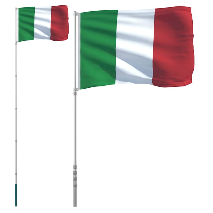vidaXL - Vlag - met - vlaggenmast - Italië - 5,5 - m - aluminium
